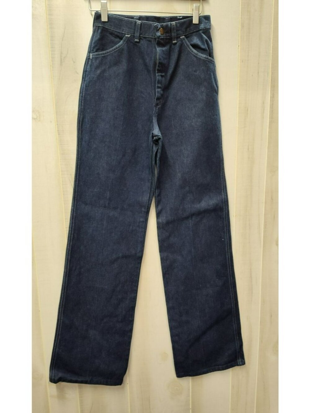Vintage Maverick Jeans 26x34 High Rise Flare Wide Leg USA Made Blue Stitch NWOT